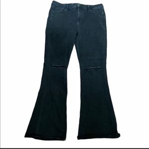 AE Hi-Rise Slim Flare Busted Knee Black Jeans 20L